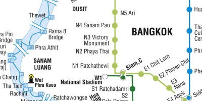 מפה של בנגקוק מטרו ו-skytrain