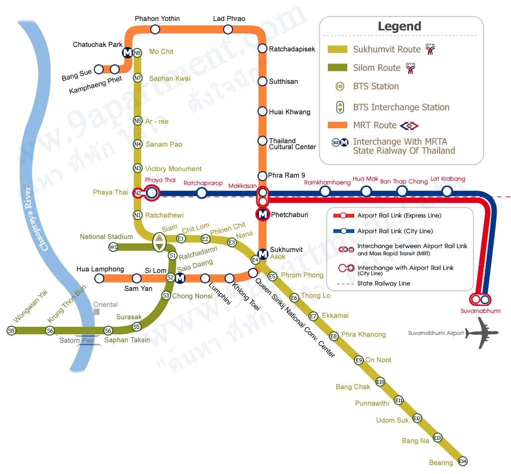 mrt bts בנגקוק מפה