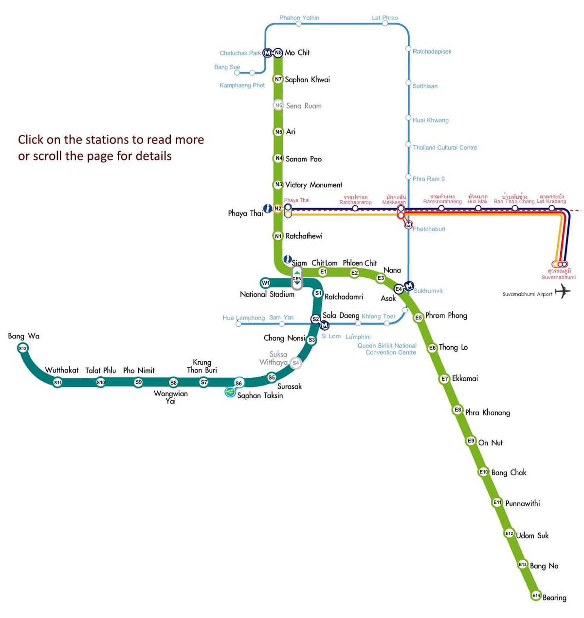 שדה התעופה של בנגקוק ה-skytrain מפה