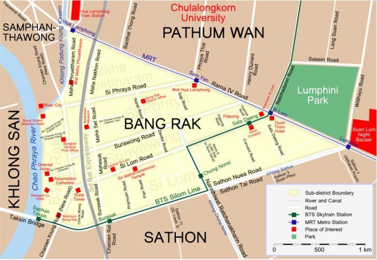 מפה של בנגקוק ברובע האורות האדומים