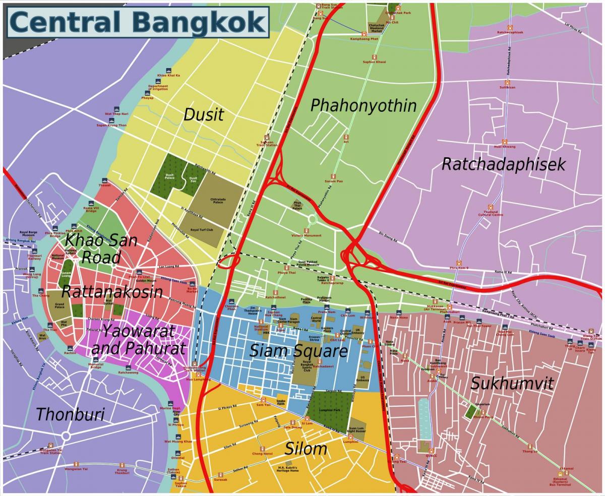 אזורים של בנגקוק מפה