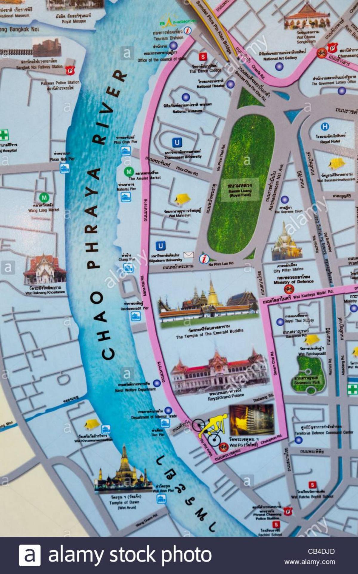 בנגקוק המפה עם מקומות תיירות