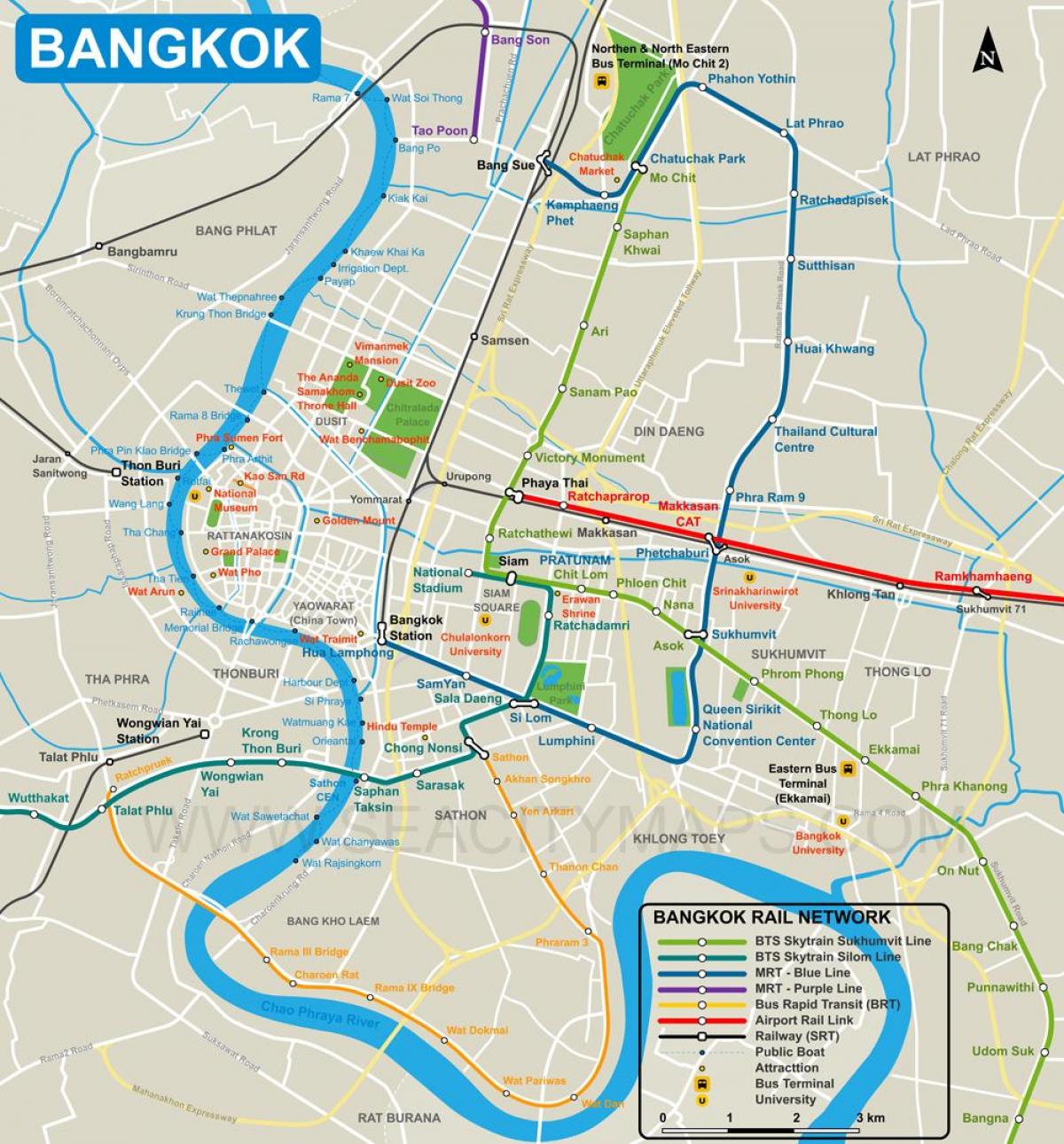 מפה של בנגקוק מרכז העיר