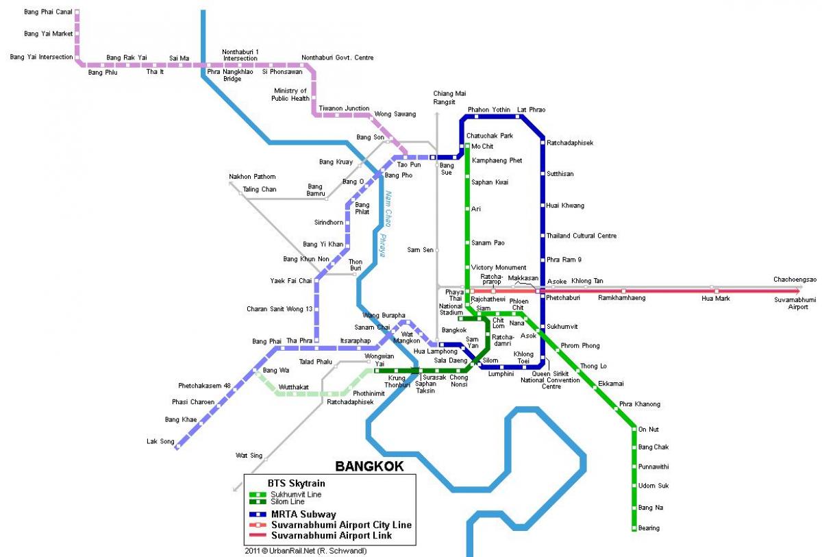 מפת הרכבת התחתית של בנגקוק תאילנד