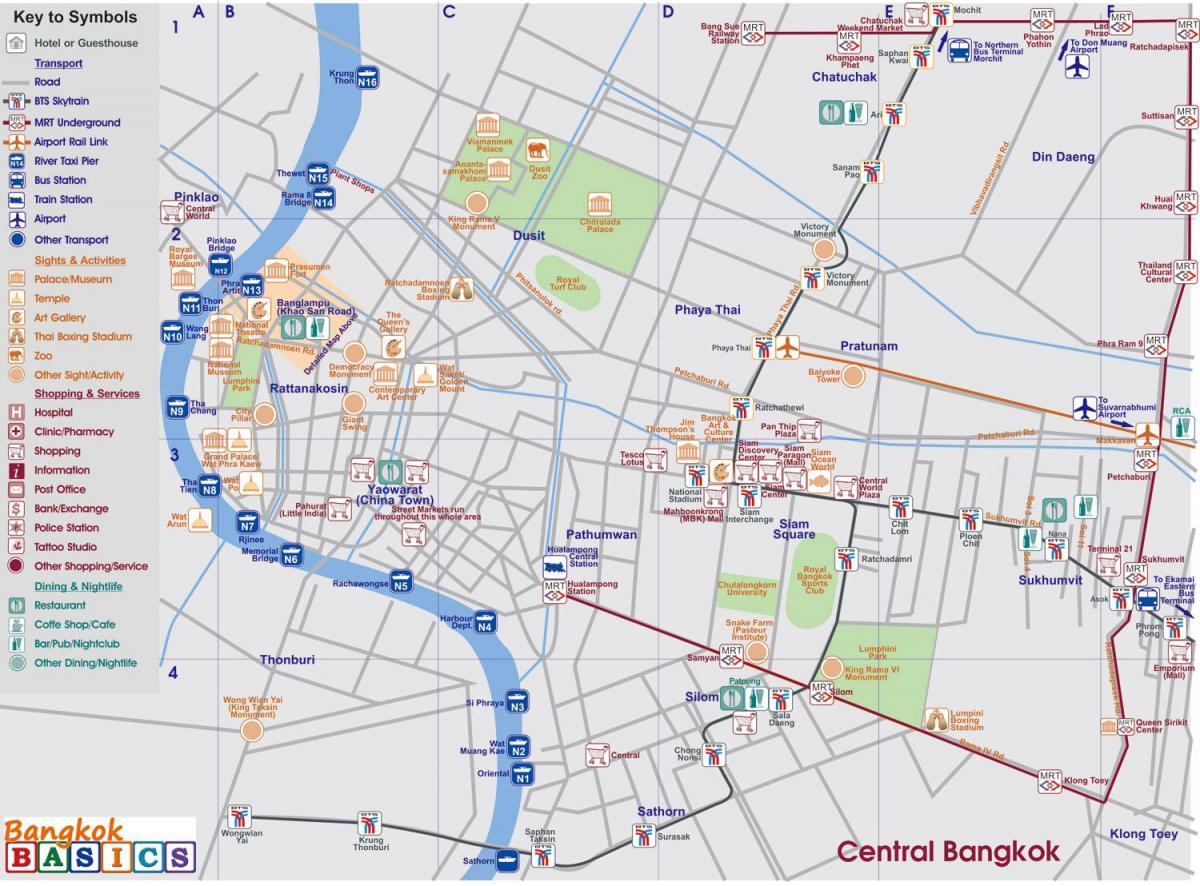 מפה של מרכז בנגקוק.